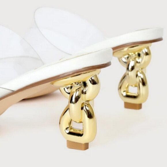 💕LULU'S💕 Arielah White Vinyl High Heel Slide Sandals ~ 8.5 New Without Box - Picture 4 of 14